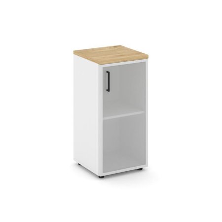 Шкаф низкий узкий SN.STU.E-303(R) (400х400х833) (Белый/Тиквуд Светлый/Сатин)