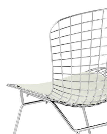 Стул обеденный Bertoia хромированный с белой подушкой (Стул кухонный Bertoia серебристый)