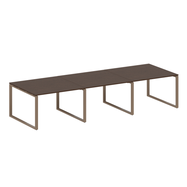 Переговорный стол 3 столешницы Metal System Style БО.ПРГ-3.2 3600x1235x750 (Венге Цаво/Мокко металл)