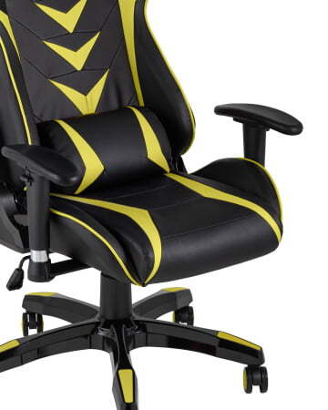 Кресло игровое TopChairs Corvette желтое (Геймерское кресло Corvette черный, желтый)