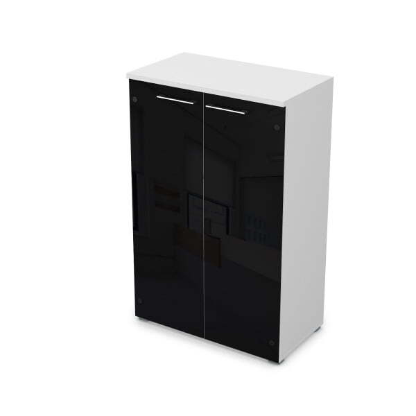 Шкаф средний со стеклом Gloss line 9НШ.017.7 800x450x1245 (Белый премиум)