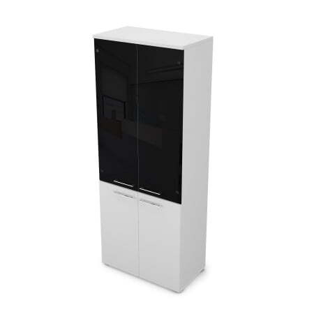 Шкаф высокий со стеклом Gloss line 9НШ.005.22 800x450x2045 (Белый премиум)