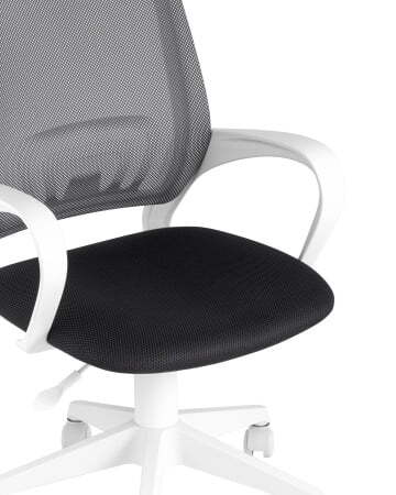 Кресло офисное TopChairs ST-BASIC-W серый крестовина пластик белый (Компьютерное кресло ST-BASIC-W серый)