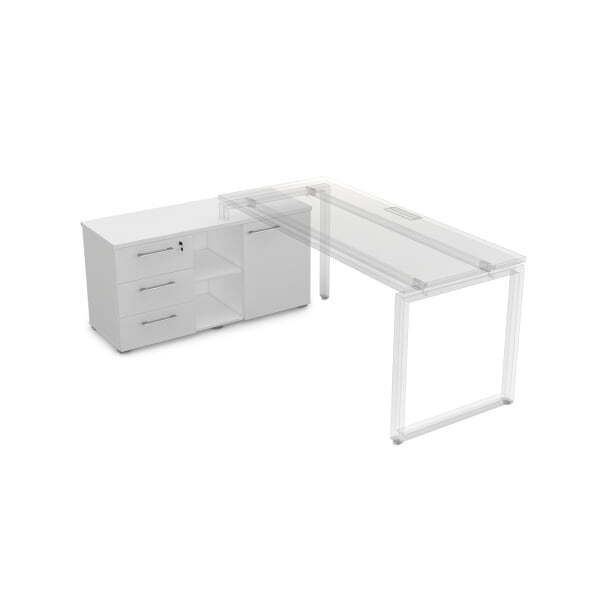 Тумба с тремя ящиками и дверкой Gloss line 9НТ.006 1200x450x620 (Белый премиум)