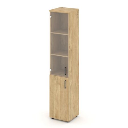 Шкаф высокий узкий SN.STU.E-102(L) (400х400х1982) (Тиквуд Светлый/Прозрачный)