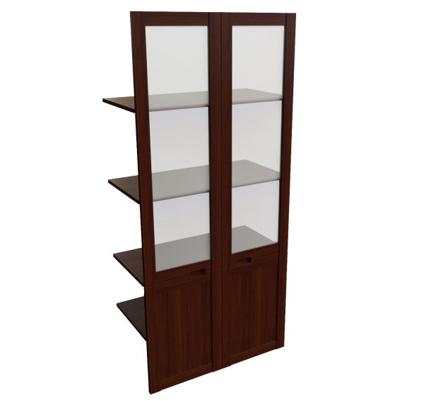 Наполнение двустворчатого шкафа со стеклом Sorbonne 22551 850x420x1880 (Темный орех)
