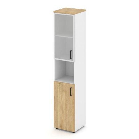 Шкаф высокий узкий SN.STU-106(L) (400х400х1982) (Белый/Тиквуд Светлый/Сатин)