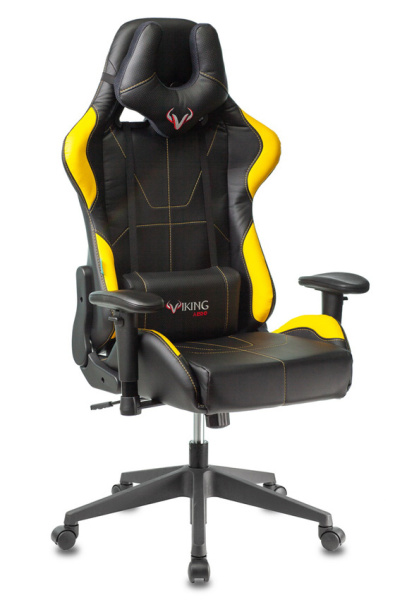 Кресло игровое Zombie VIKING 5 AERO черный/желтый эко.кожа с подголов. крестов. пластик (Желтый)