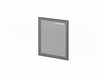 Дверь низкая стеклянная в профиле FI-013L левая. Фурнитура INOX 560x20x670