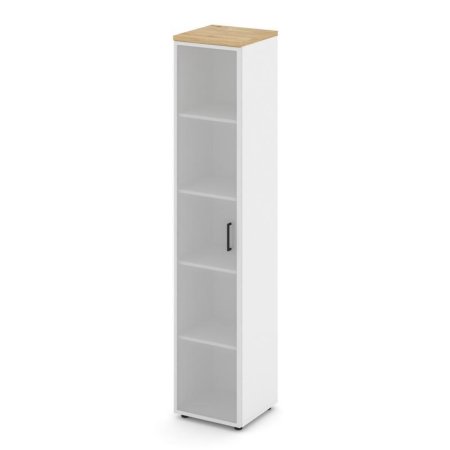 Шкаф высокий узкий универсальный SN.STU.E-109 (400х400х1982) (Белый/Тиквуд Светлый/Сатин)