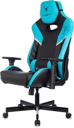 Кресло игровое Knight Thunder 5X черный/голубой эко.кожа крестов. металл (Черный | Голубой)